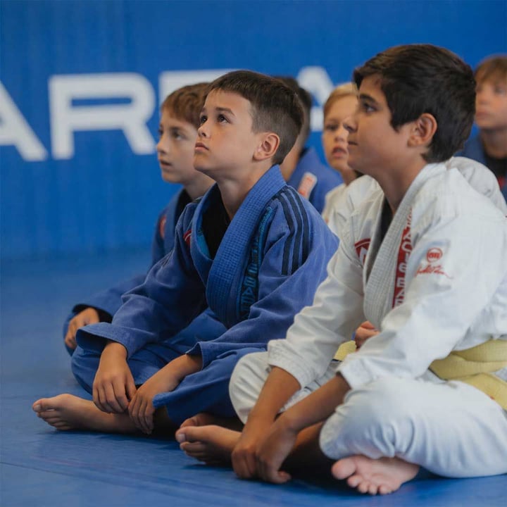 Young students focused and listening at Gracie Barra Burleigh Heads